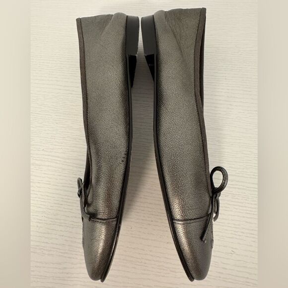 Chanel EU 39 CC Logo Dark Gray Metallic Pewter Classic Ballet Flats Authentic - Picture 8 of 8